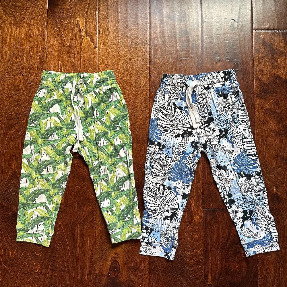 4-6Y Sleep-No-More 100%Cotton Trousers (Tropical Green or Blue Print)